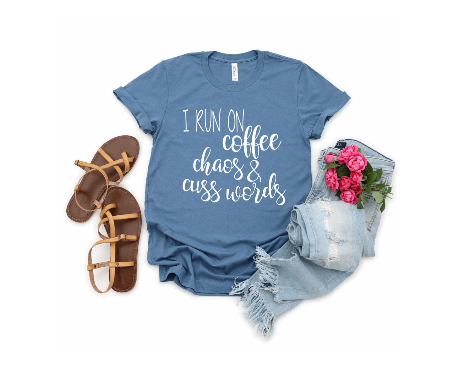 I Run On Coffee, Chaos & Cuss Words Graphic Tee