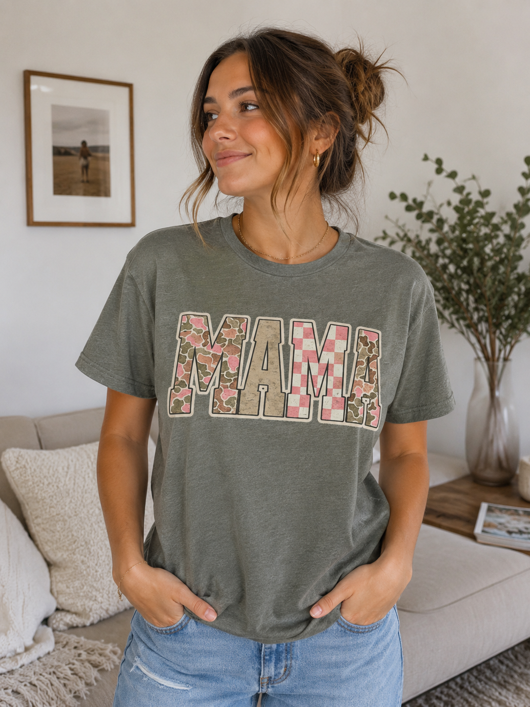 MAMA Pink Camo Graphic Tee