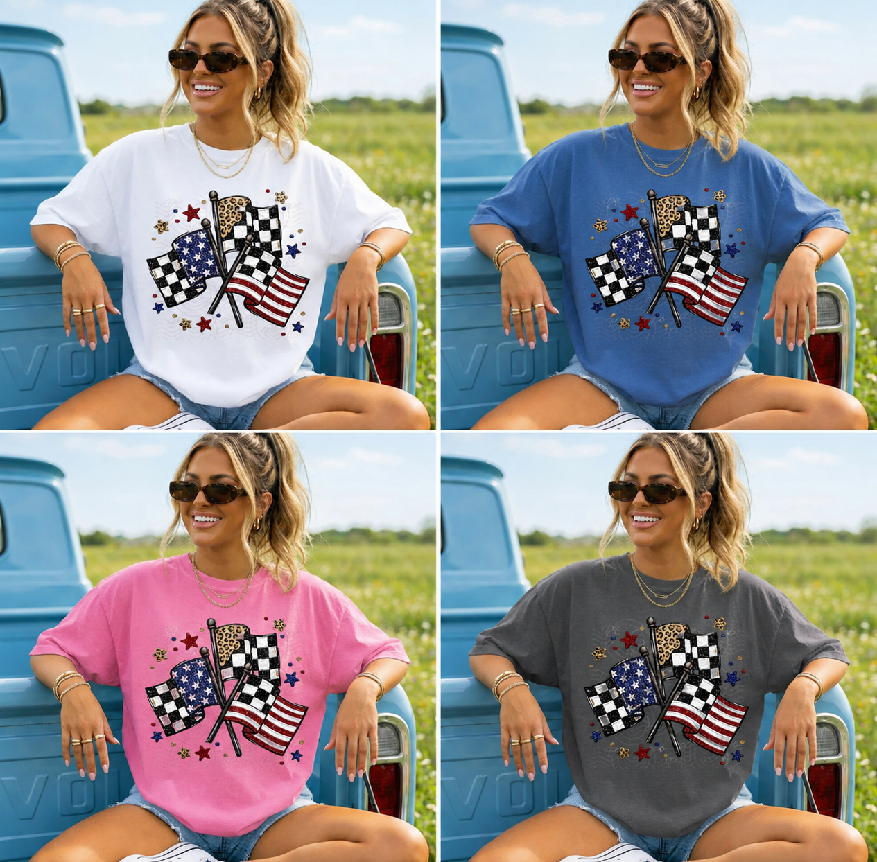 America 250 Checkered Flag Graphic Tee