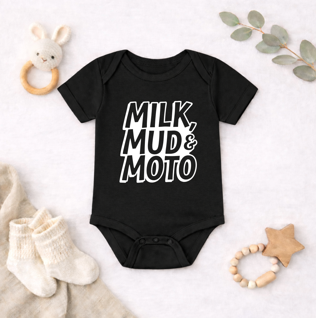 Milk, Mud & Moto Baby Bodysuit