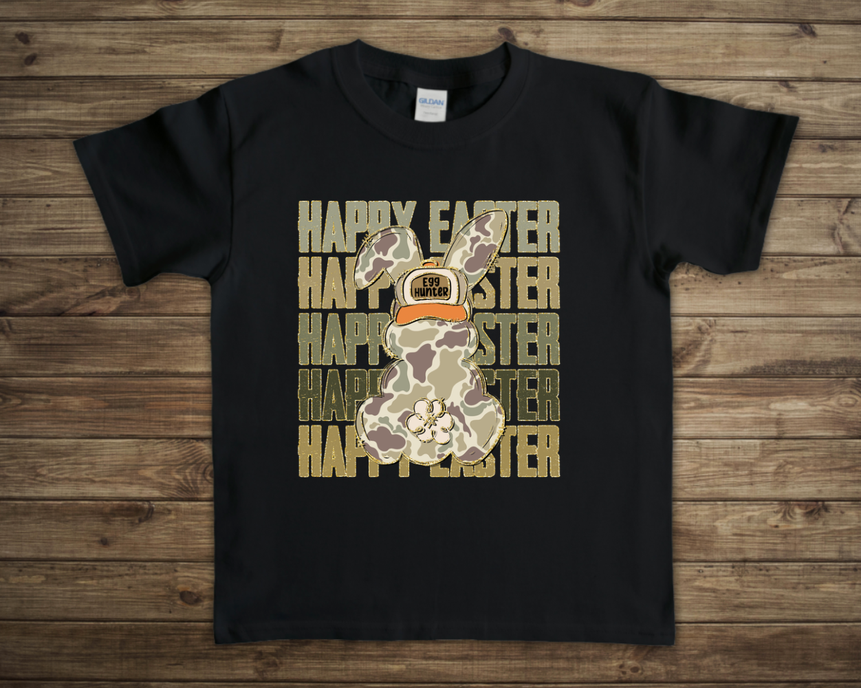 Camo Egg Hunter Bunny Easter Toddler/Youth Shirt