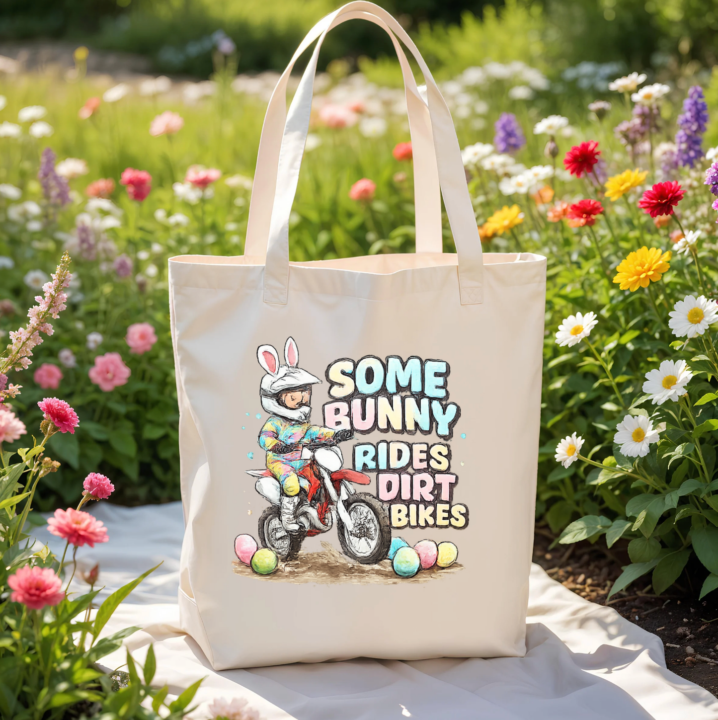 Some Bunny Rides Dirt Bikes Easter Tote Bag