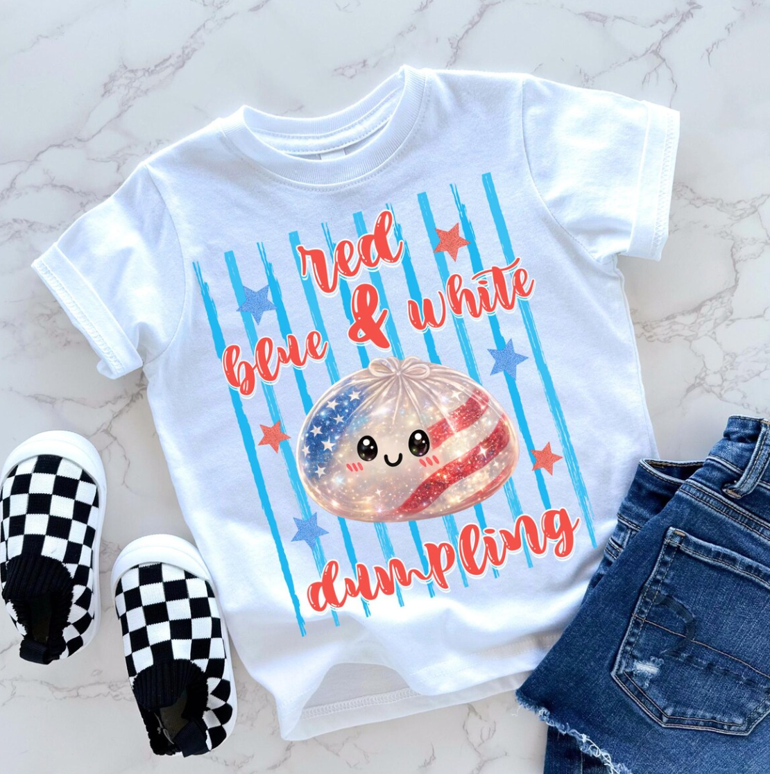 Blue Red & White Dumpling Youth Graphic Tee