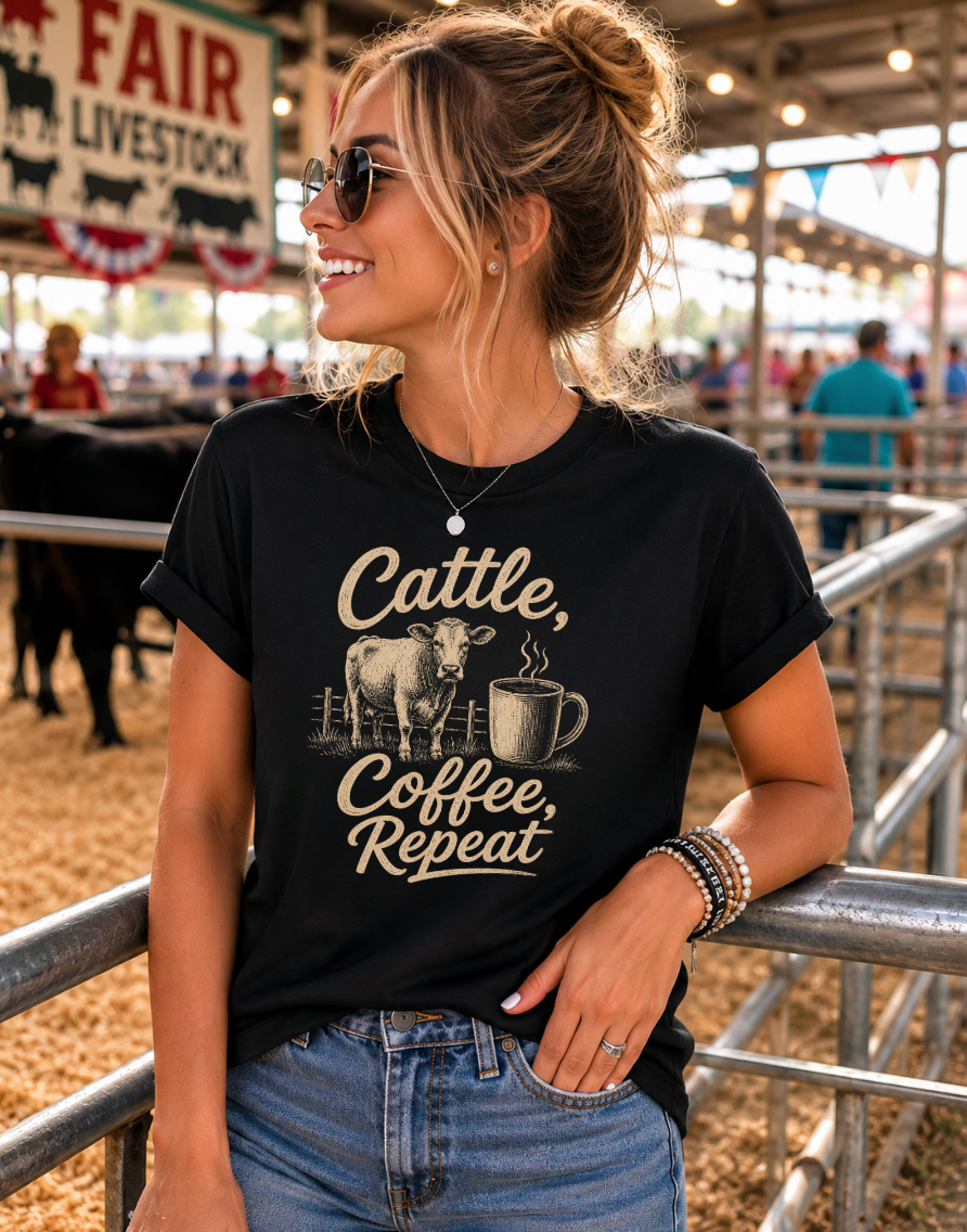 Cattle, Coffee, Repeat Graphic Tee