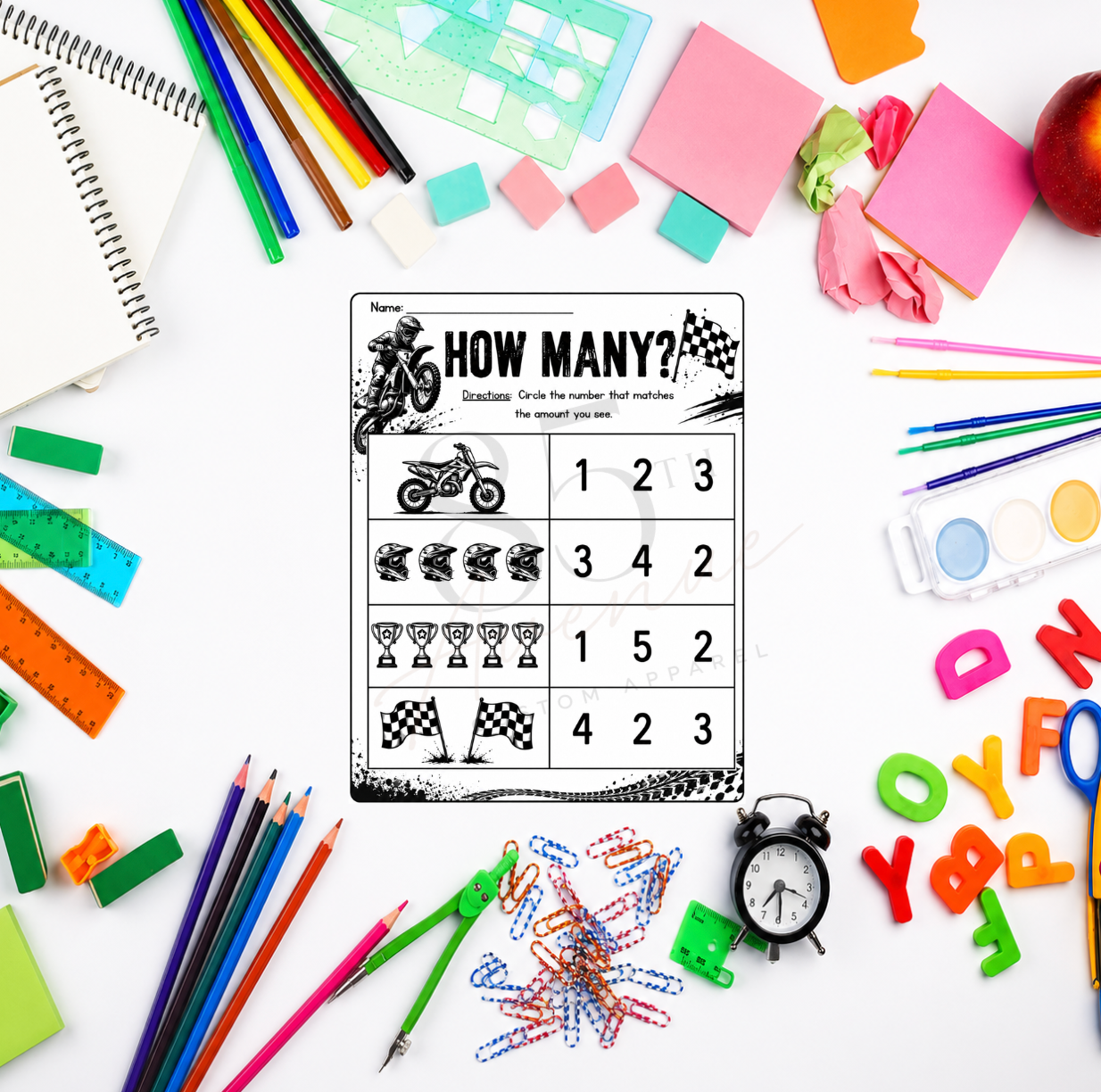 Motocross Math Activity Pack | 22 Printable Worksheets DIGITAL DOWNLOAD
