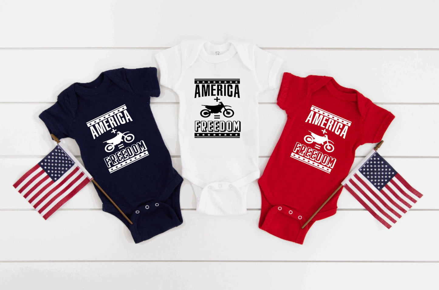 America + Dirt Bikes = Freedom Baby Bodysuit