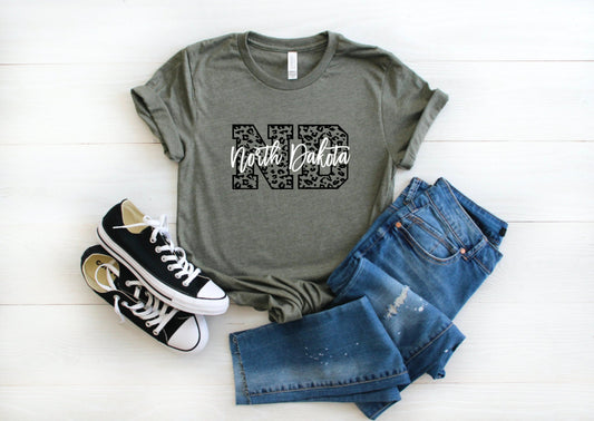 North Dakota Leopard Graphic Tee