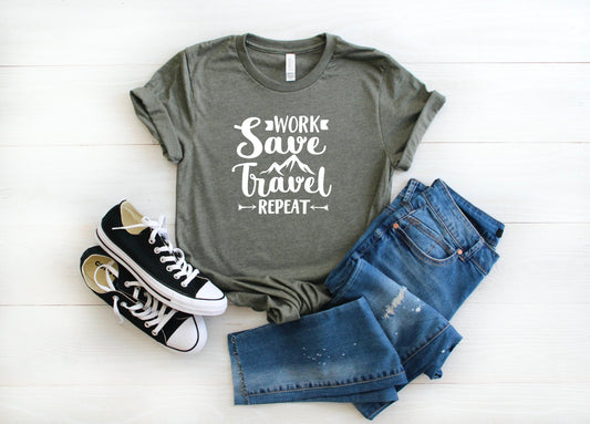 Work Save Travel Repeat Graphic Tee