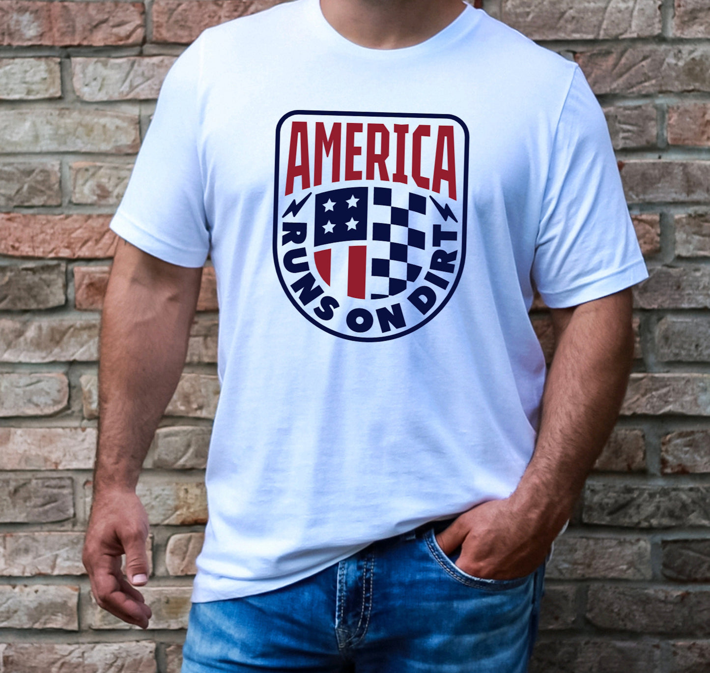 America Runs On Dirt Graphic Tee