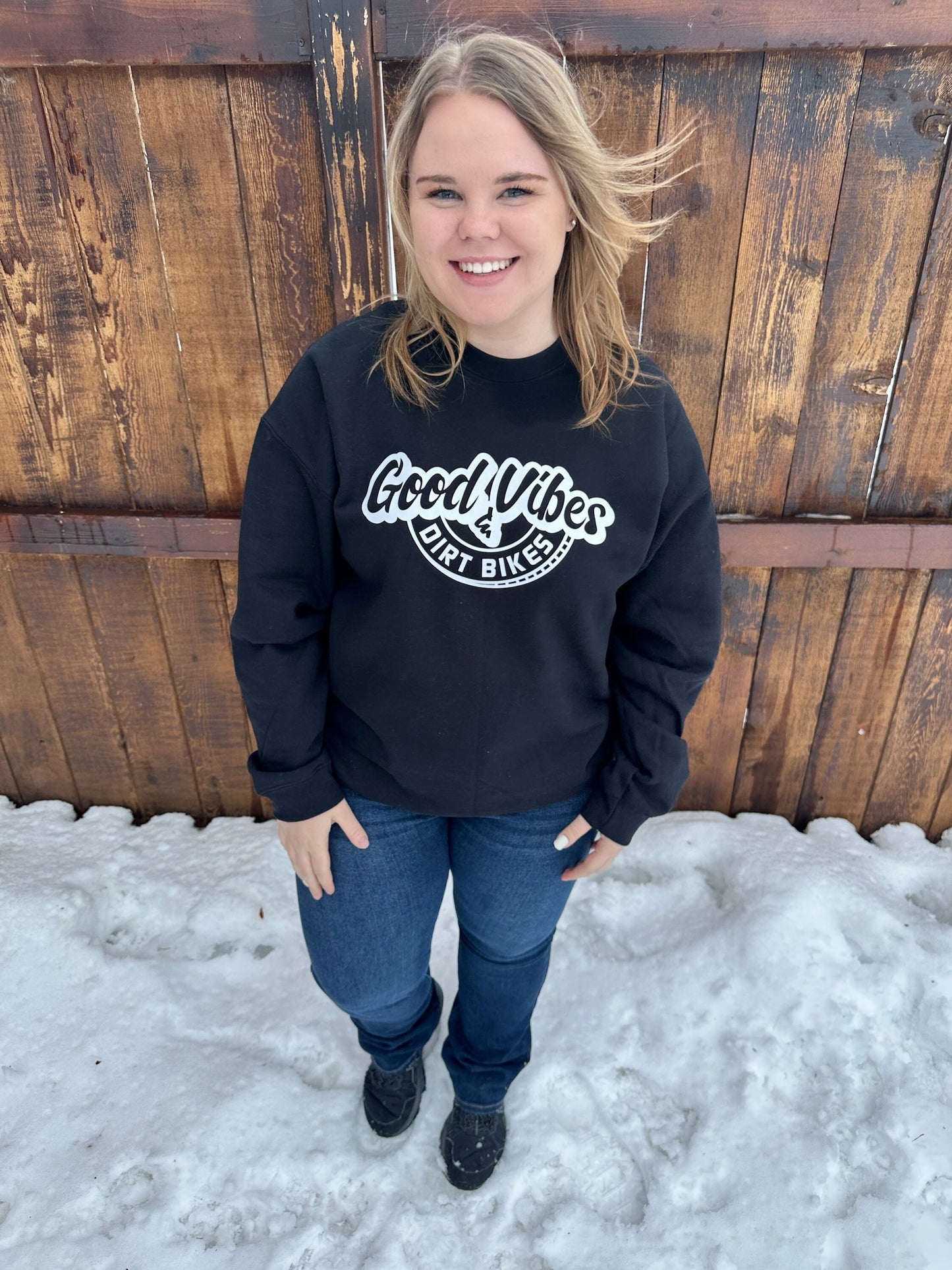 Good Vibes & Dirt Bikes Graphic Crewneck Sweater