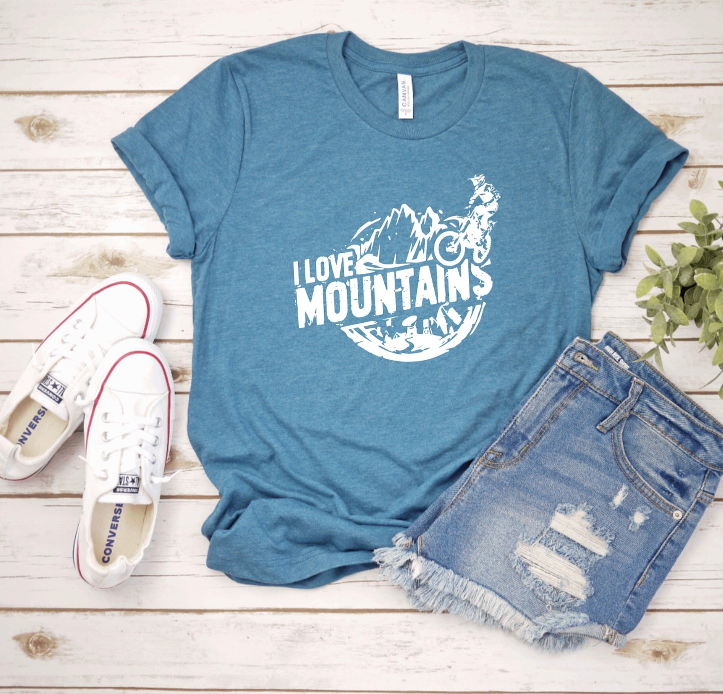 I Love Mountains Dirt Bike Graphic Tee
