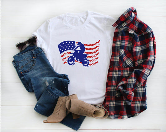 Dirt Bike Flag 4th of July Shirt