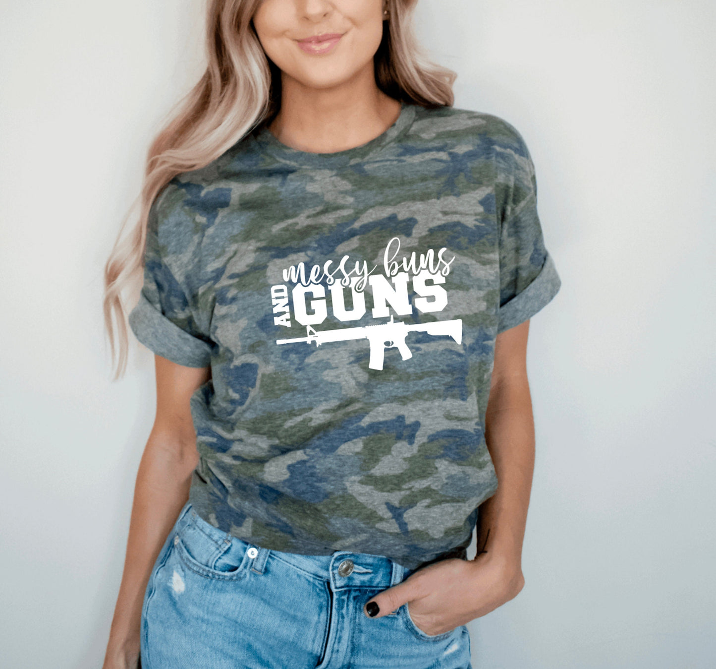 Messy Buns & Guns Graphic Tee