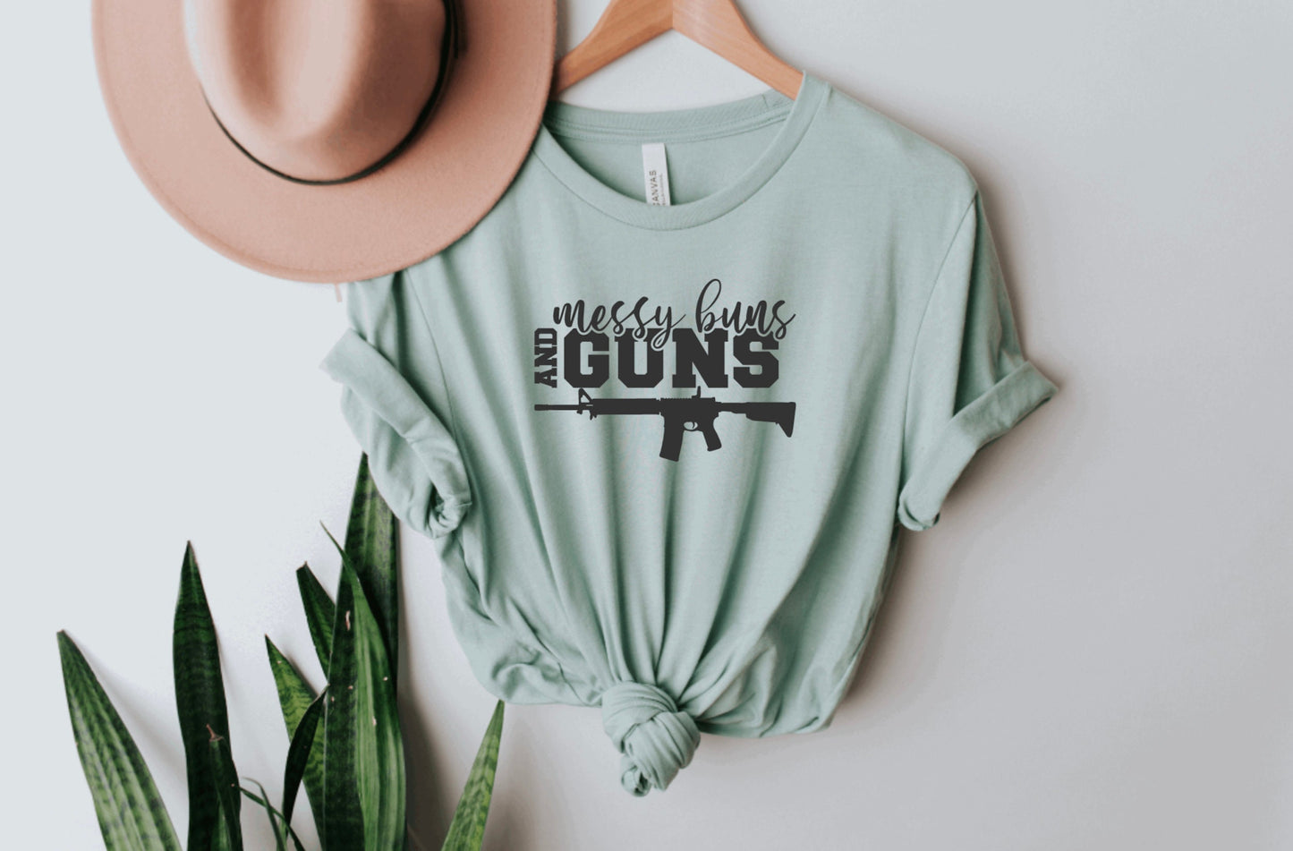 Messy Buns & Guns Graphic Tee