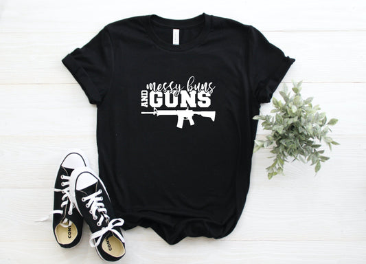 Messy Buns & Guns Graphic Tee