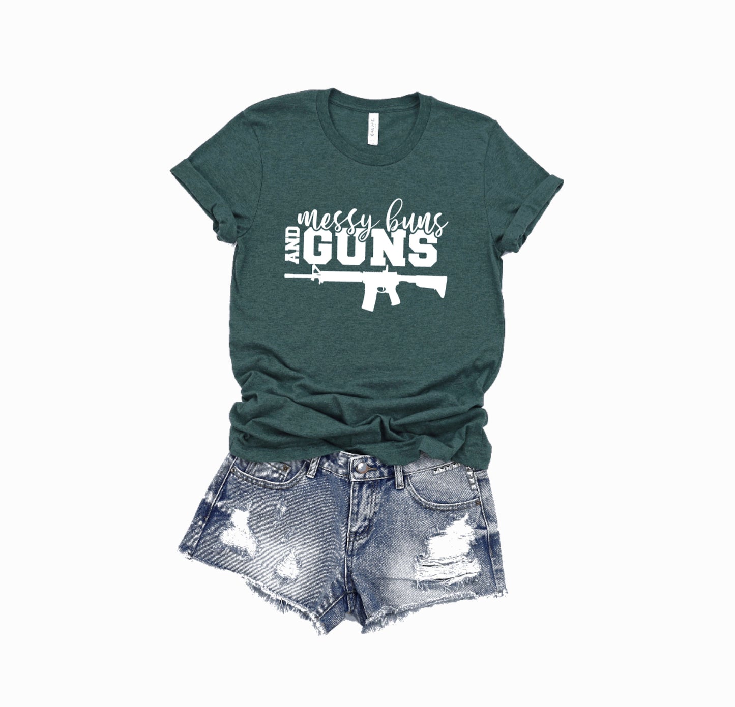 Messy Buns & Guns Graphic Tee