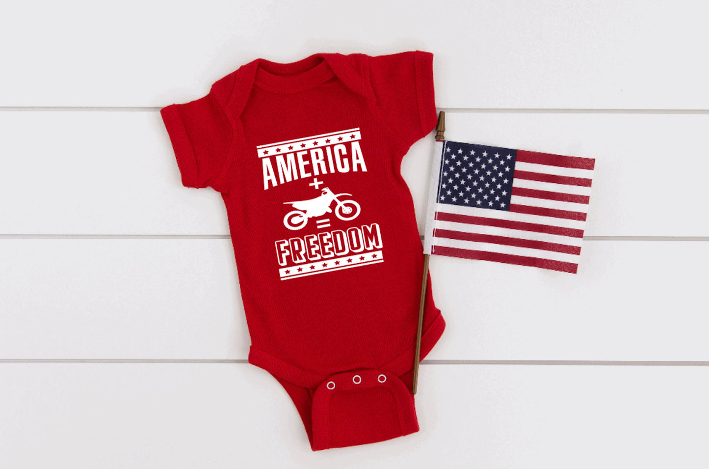 America + Dirt Bikes = Freedom Baby Bodysuit