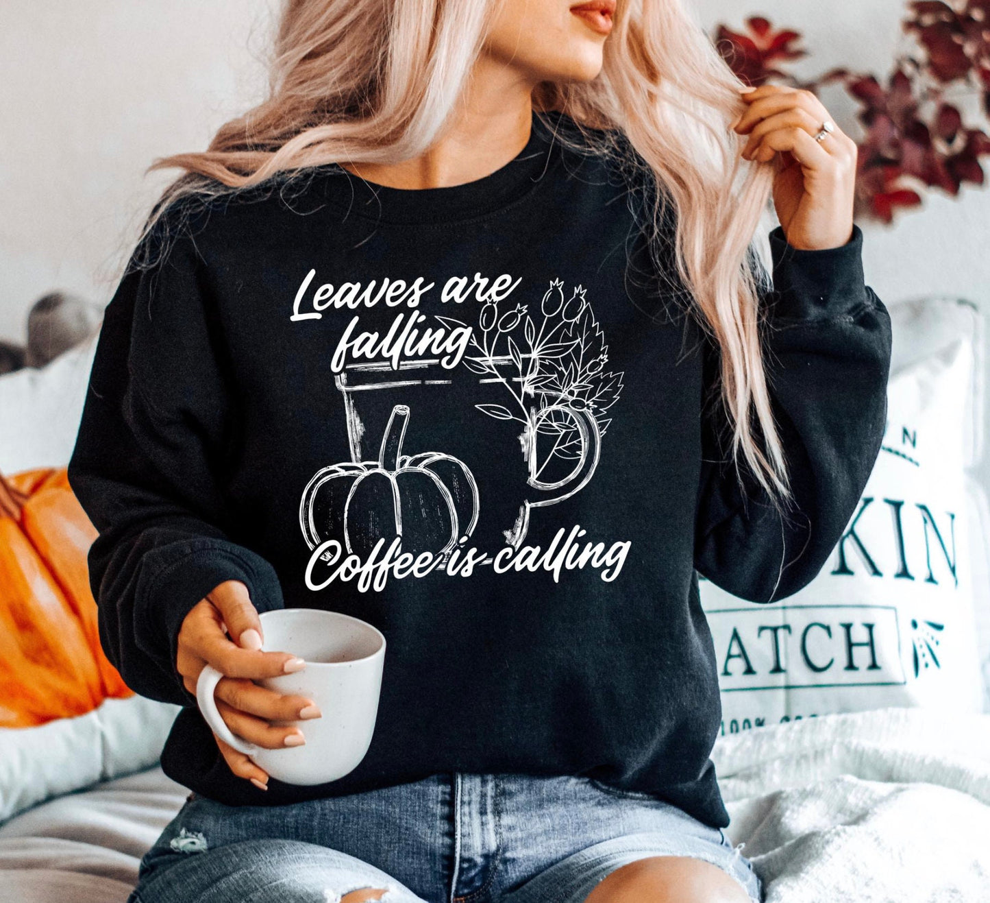 Leaves are Falling Coffee is Calling Crewneck