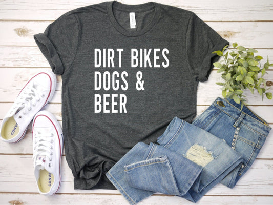 Dirt Bikes Dogs & Beer Graphic Tee