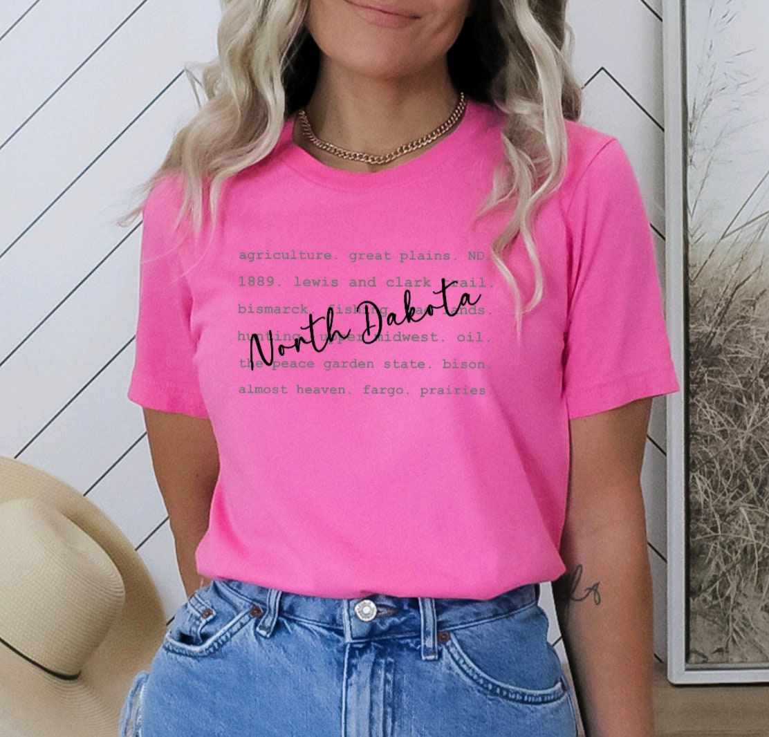 North Dakota State Words Graphic Tee