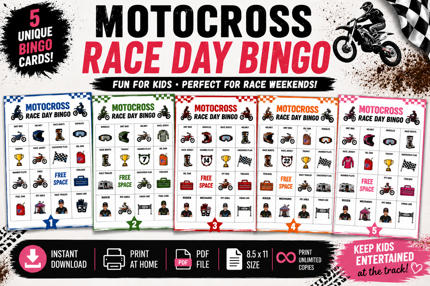 Motocross Race Day Bingo DIGITAL DOWNLOAD