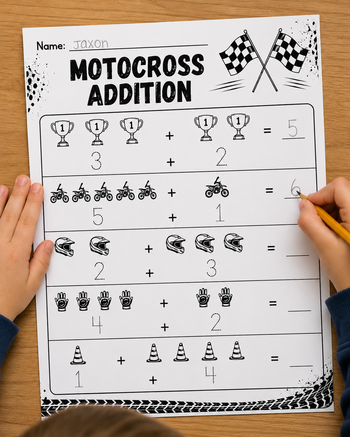 Motocross Math Activity Pack | 22 Printable Worksheets DIGITAL DOWNLOAD