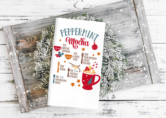 Peppermint Mocha Recipe Tea Towel