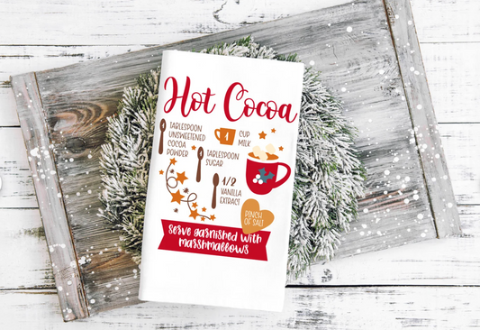 Hot Cocoa Recipe Tea Towel