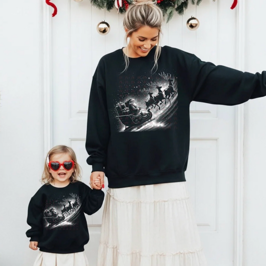 Santa Sleigh Adult Crewneck