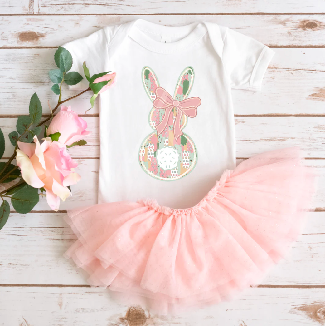 Floral Easter Bunny Baby Bodysuit