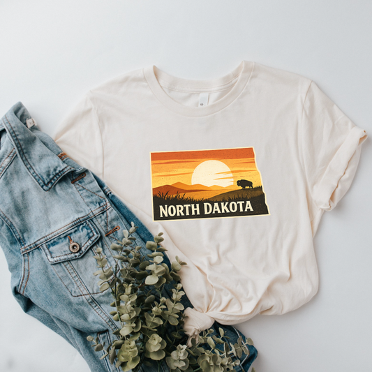 North Dakota Sunset Bison Tee