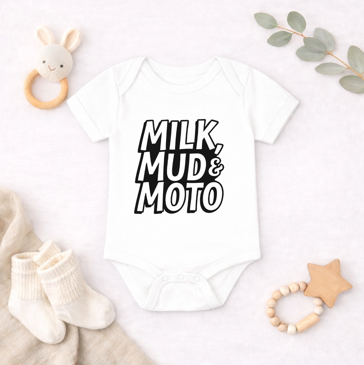 Milk, Mud & Moto Baby Bodysuit