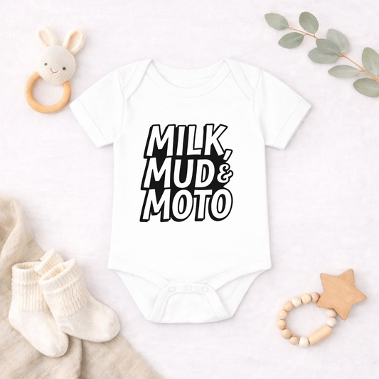 Milk, Mud & Moto Baby Bodysuit