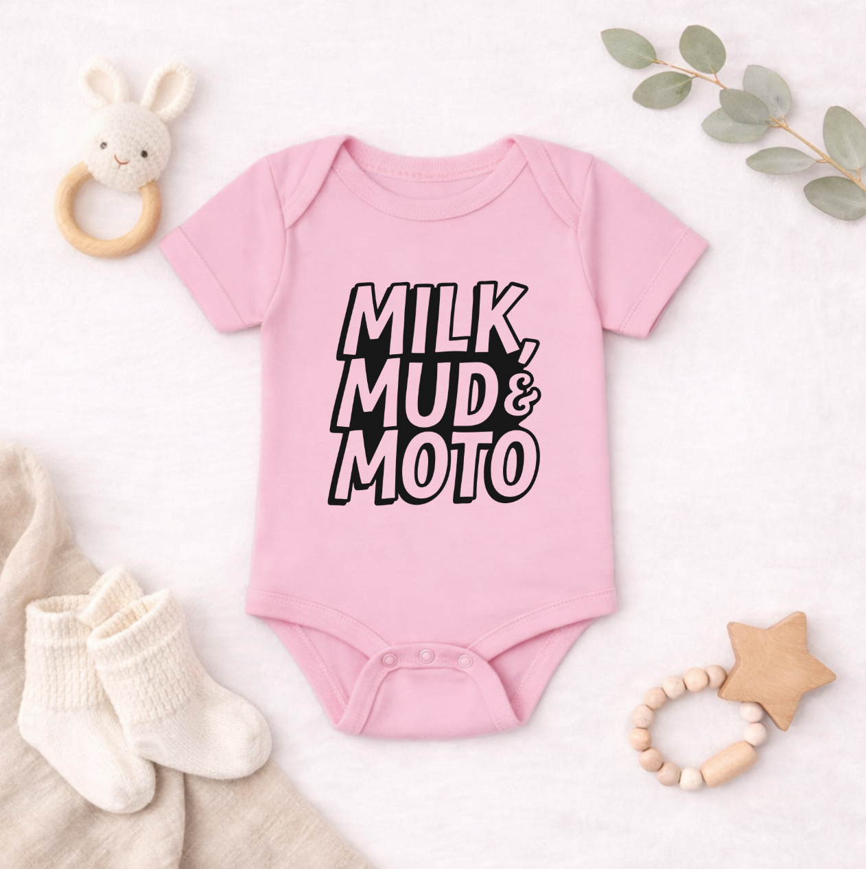 Milk, Mud & Moto Baby Bodysuit