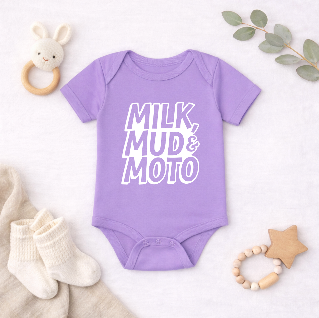 Milk, Mud & Moto Baby Bodysuit