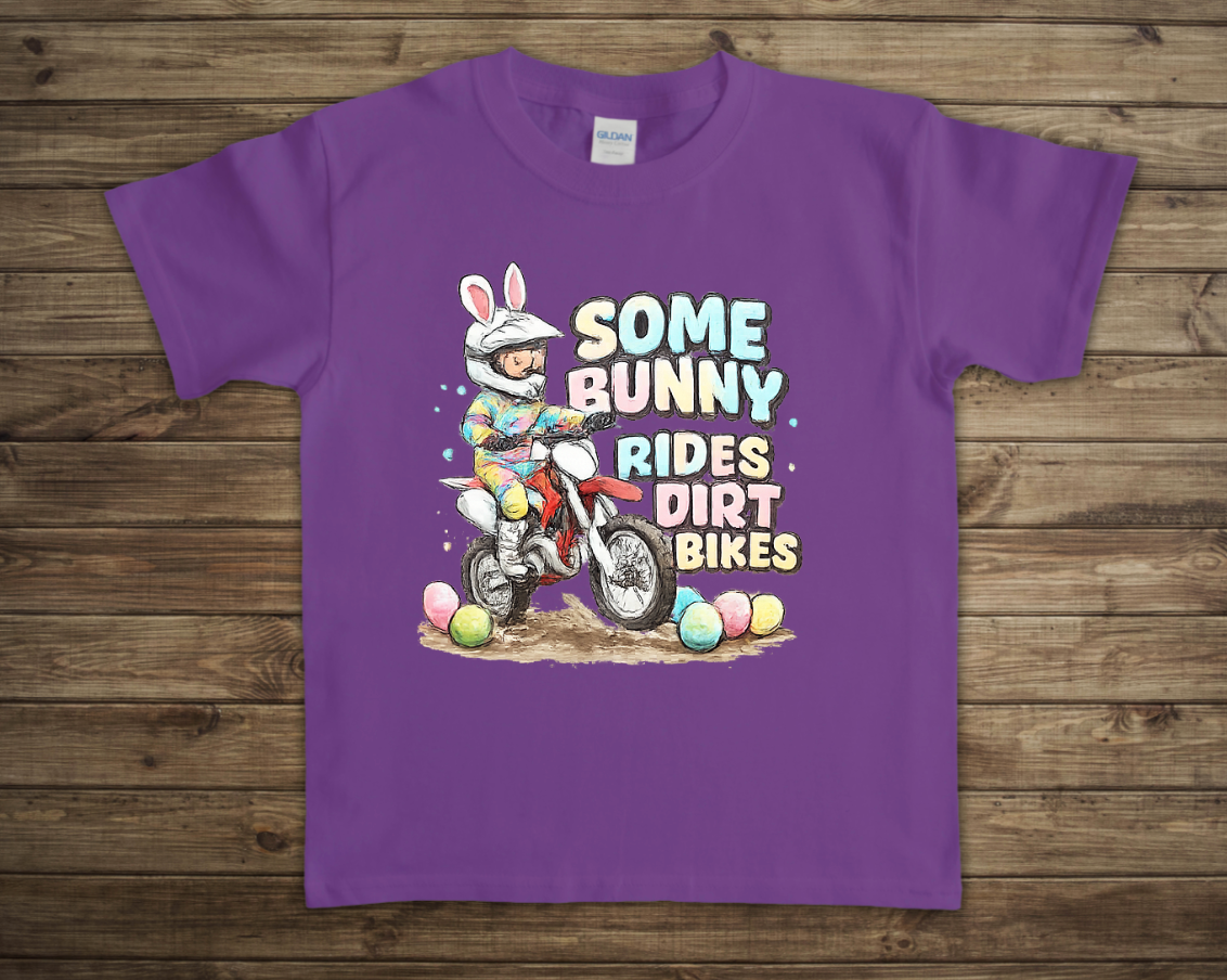 Some Bunny Rides Dirt Bikes Toddler/Youth Shirt