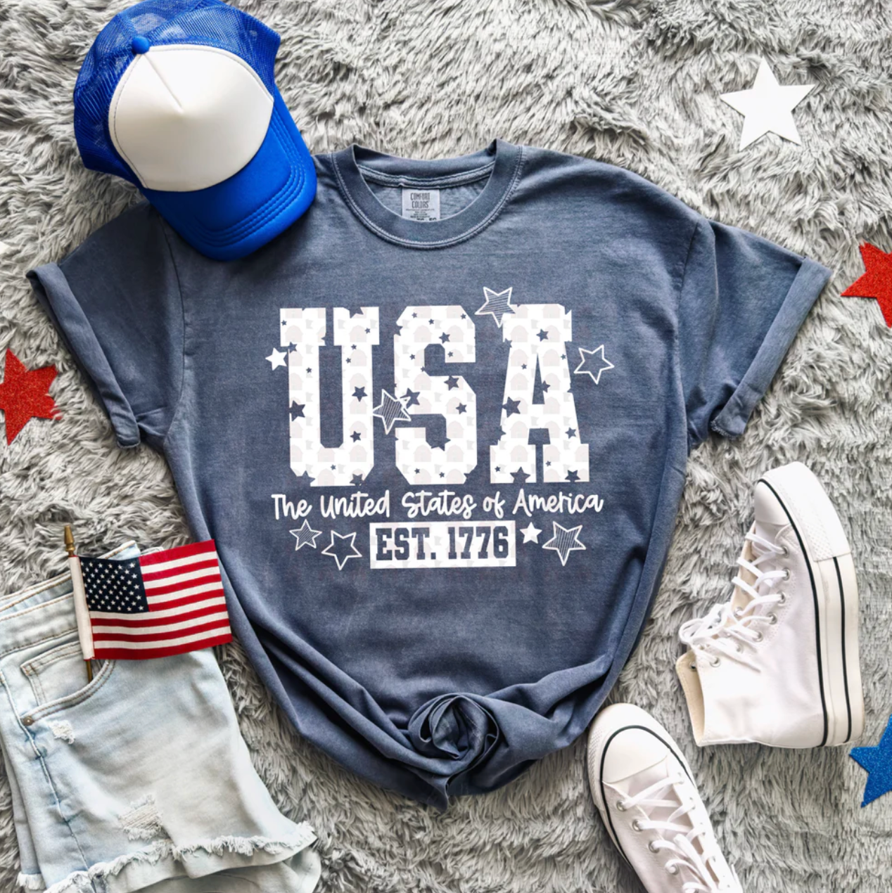 USA Est 1776 Patriotic Graphic Tee