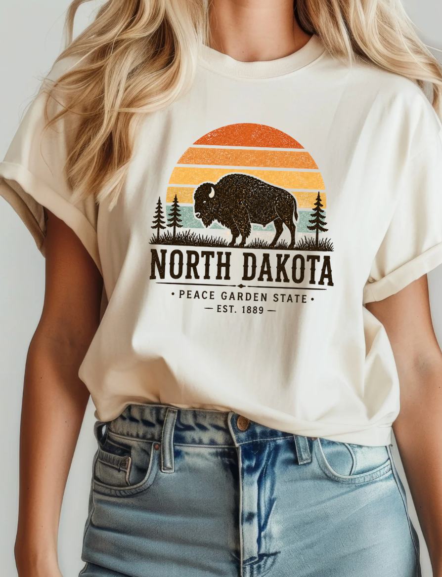 North Dakota Buffalo Sunset Tee