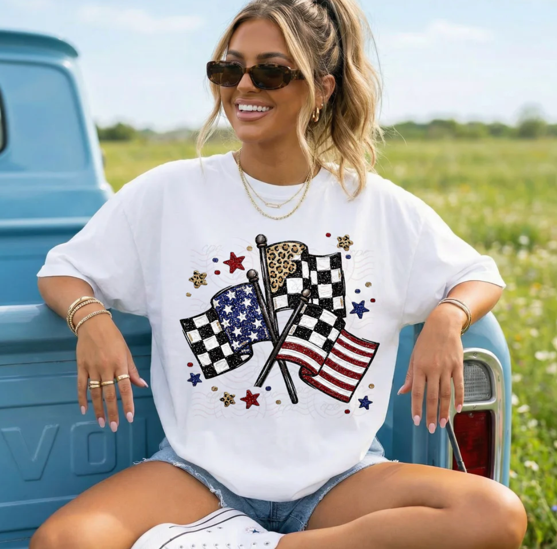 America 250 Checkered Flag Graphic Tee