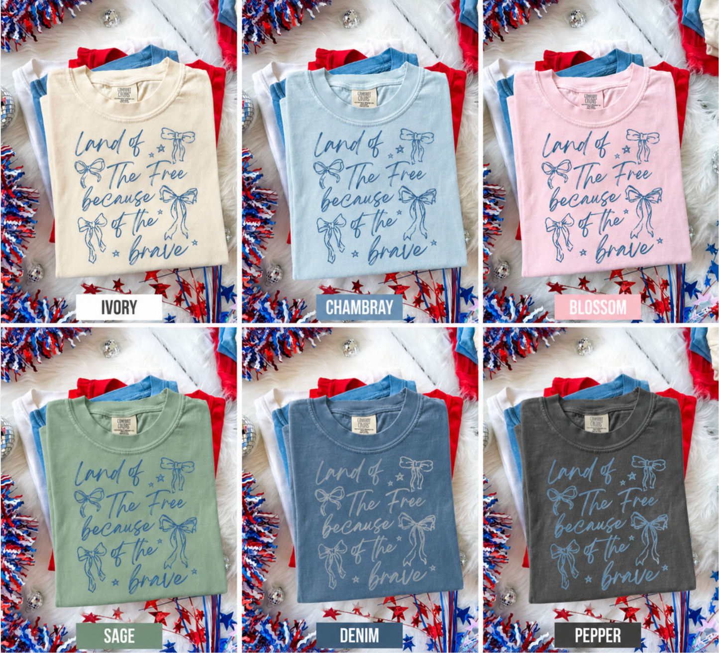Land of the Free Because of the Brave Patriotic Tee