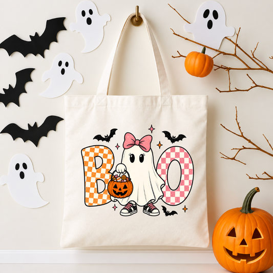 Pink Ghost BOO Trick or Treat Bag
