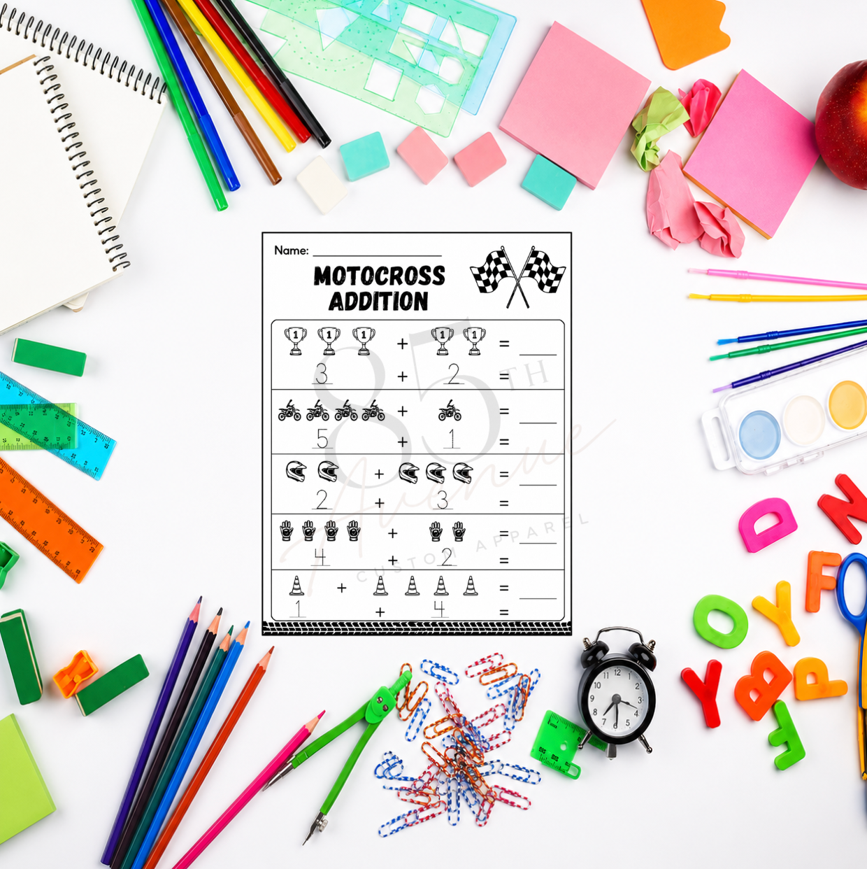 Motocross Math Activity Pack | 22 Printable Worksheets DIGITAL DOWNLOAD