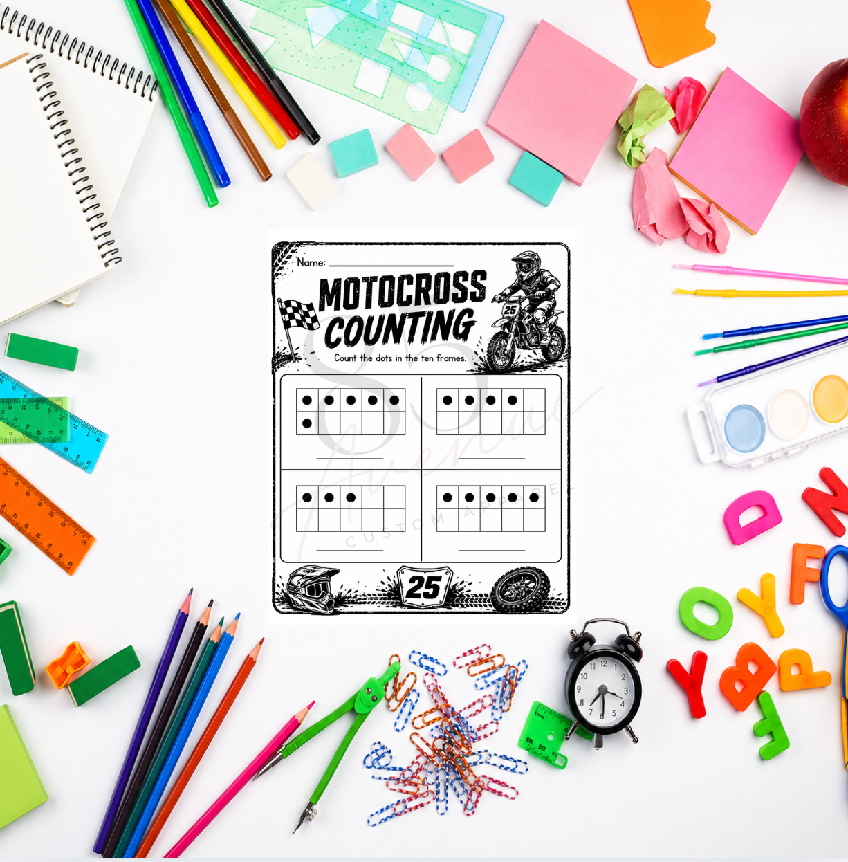 Motocross Math Activity Pack | 22 Printable Worksheets DIGITAL DOWNLOAD