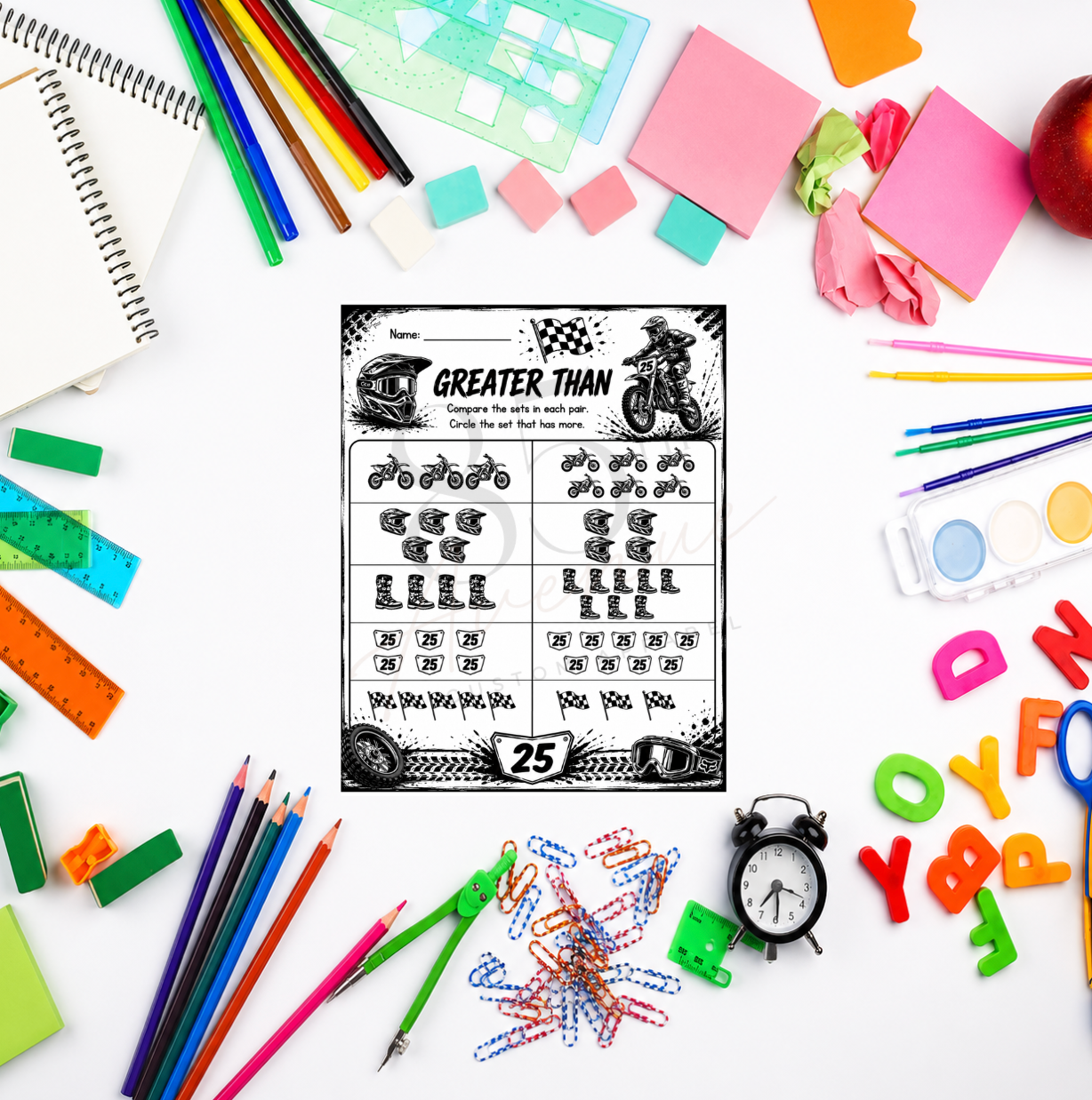 Motocross Math Activity Pack | 22 Printable Worksheets DIGITAL DOWNLOAD