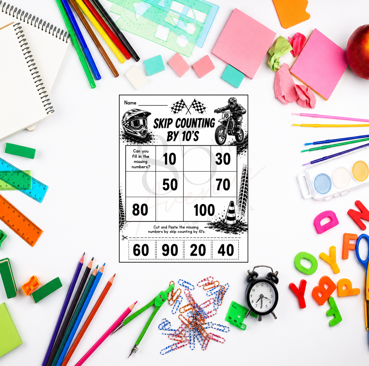 Motocross Math Activity Pack | 22 Printable Worksheets DIGITAL DOWNLOAD