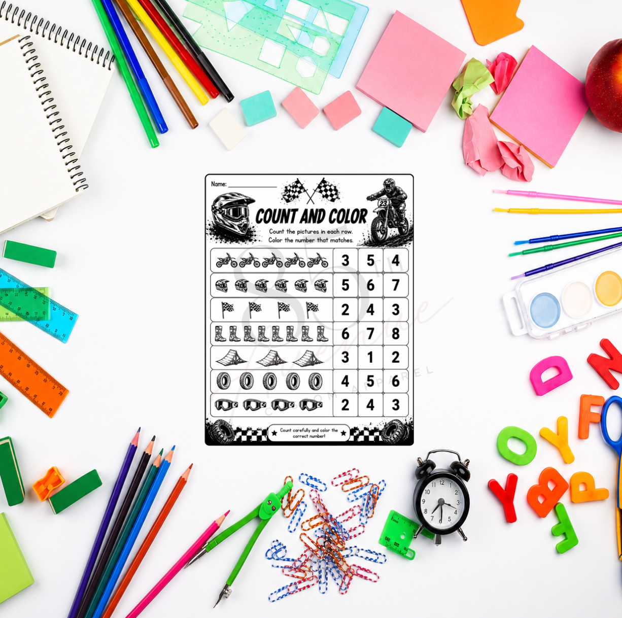Motocross Math Activity Pack | 22 Printable Worksheets DIGITAL DOWNLOAD