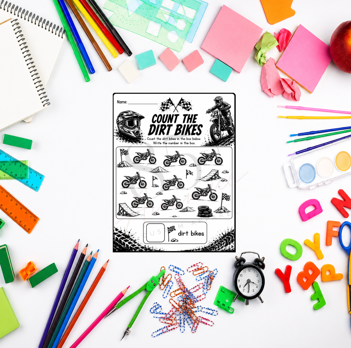 Motocross Math Activity Pack | 22 Printable Worksheets DIGITAL DOWNLOAD