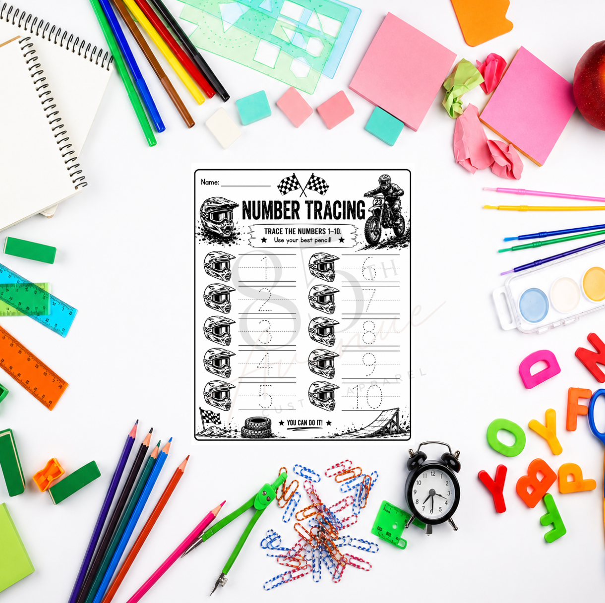 Motocross Math Activity Pack | 22 Printable Worksheets DIGITAL DOWNLOAD
