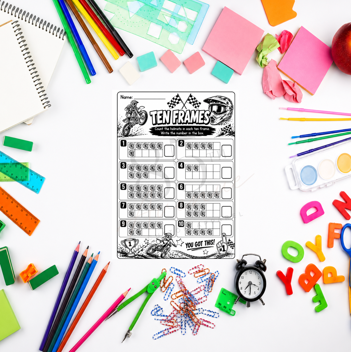 Motocross Math Activity Pack | 22 Printable Worksheets DIGITAL DOWNLOAD