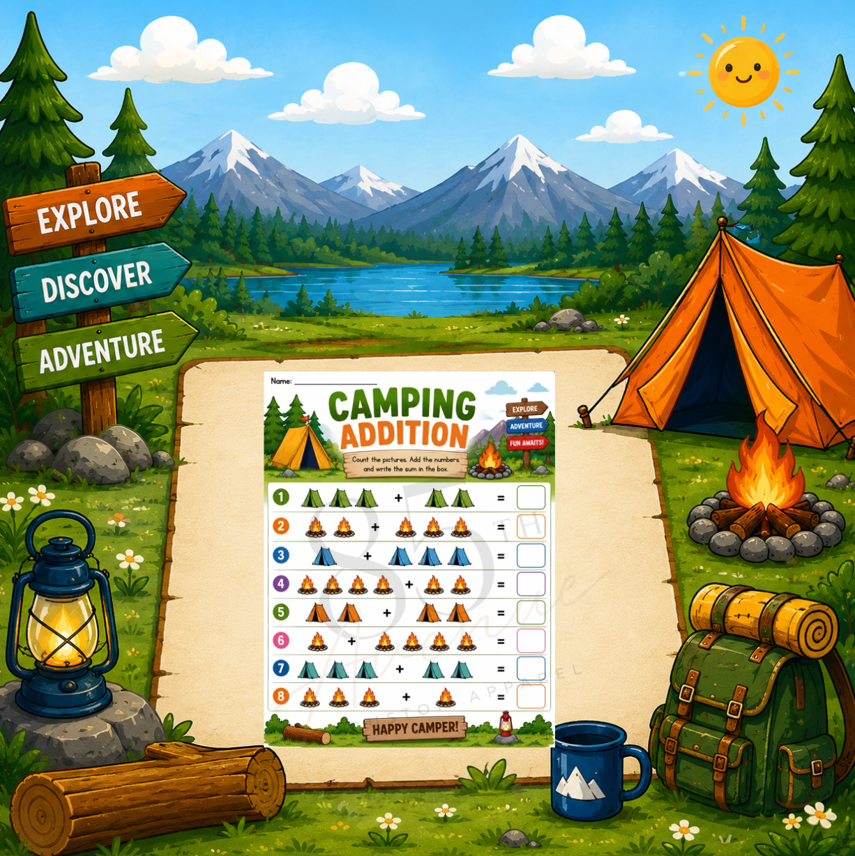 Camping Math Activity Book | Printable Preschool & Kindergarten Learning Pack DIGITAL DOWN LOAD